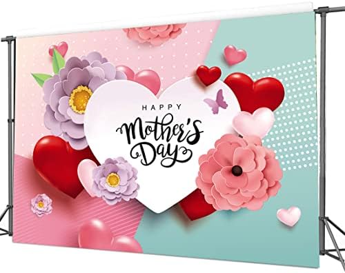 CYLYH 8x6ft Boldog anyák napját Háttérrel Szerelmes Szív Virágos Háttér anyák Napja Dekoráció, Fotózás anyák Napi Party Dekoráció