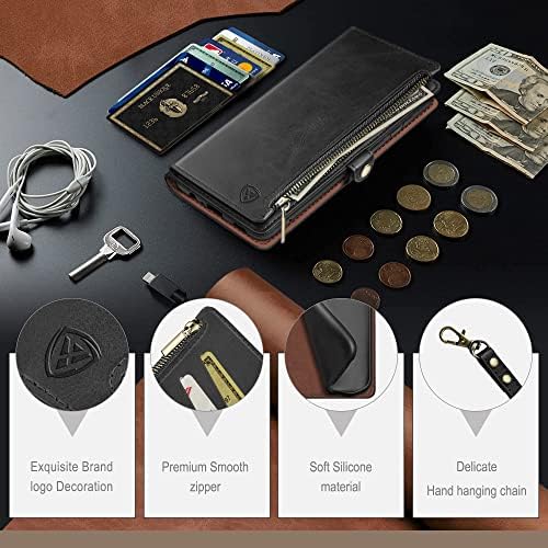 XcaseBar Samsung Galaxy Note 9 Pénztárca tok Cipzárral 【RFID-Blokkoló】 Hitelkártya Birtokos, Folio Flip Book PU Bőr Telefon