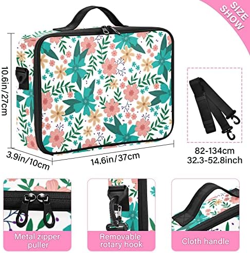ODAWA Tavaszi Virágos Nagy Smink Bőrönd Tok Cipzárral Utazási Kozmetikai Szervező Állítható Elválasztó, valamint vállpánt