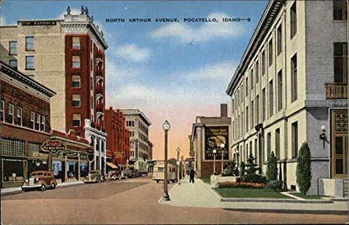 Észak-Arthur Avenue Pocatello, Idaho ID Eredeti Antik Képeslap