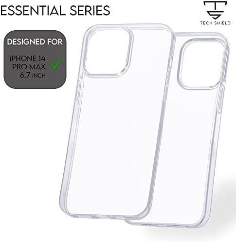 TECH PAJZS Kristálytiszta iPhone 14 Pro Max - Ultra Vékony Essentials Puha TPU-Ügyben [Anti-Sárgás, Ütésálló 10FT Katonai
