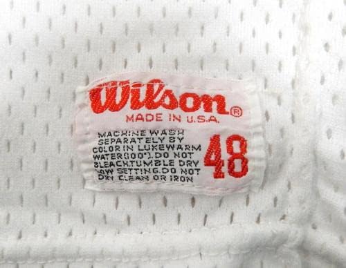 1980-as évek 1990-es évek Elején a San Francisco 49ers 98 Játék Használt Fehér Jersey 48 742 - Aláíratlan NFL Játék Használt