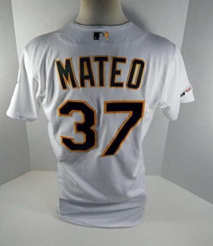2019 Oakland Egy Atlétika Jorge Mateo 37 Játék Kiadott Fehér Jersey 150 Patch - Játék Használt MLB Mezek