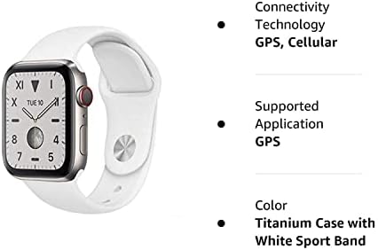 Az Apple Nézni Sorozat 5 (GPS + Mobil, 40mm) Titán tok Fehér Sport Zenekar (Felújított)