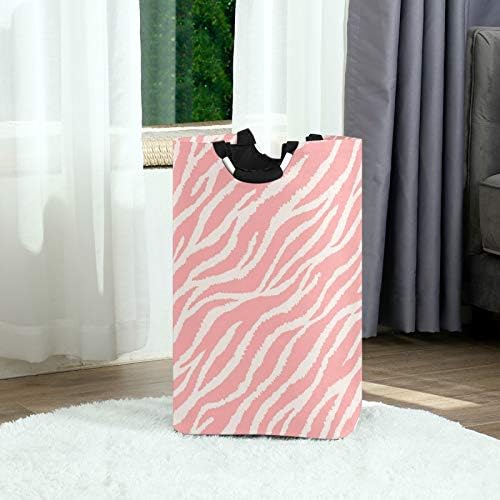 ALAZA Nagy Kosárban Pink Zebra Szőrme Nyomtatás Szennyesét Gátolják Összecsukható Oxford Szövet, Elegáns Otthon tárolóban