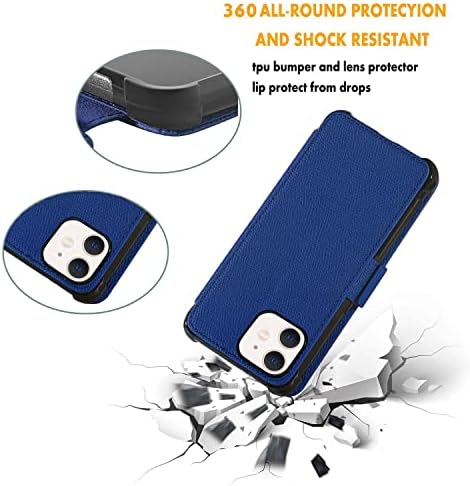 PYTWOPY Pénztárca tok iPhone 11 [Hitelkártya Birtokos],[RFID-Blokkoló], Ütésálló Bőr Flip Phone Esetében képernyővédő fólia
