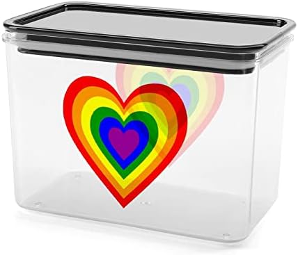 LMBT Szivárvány Szív Tároló Doboz Műanyag Étel Szervező Tartály Tartály Fedéllel a Konyhában