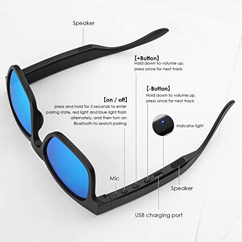 GELETE Okos szemüveg Smart Audio Szemüveg Bluetooth Vezeték nélküli Napszemüveg Polarizált napszemüveg IPX4 Vízálló