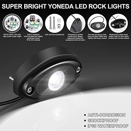 YONEDA Fehér Rock LED Lámpák 8PODS Vízálló Underglow Világítás Autó Teherautó ATV UTV SUV Offroad Hajó Underbody Fény Ösvényen