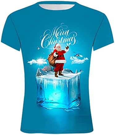 ZDDO Karácsony Rövid Ujjú T-shirt Mens, 2022 Vicces Karácsonyi Mikulás Nyomtatás O Nyakú Póló Maximum Edzés Tervező Tshirt