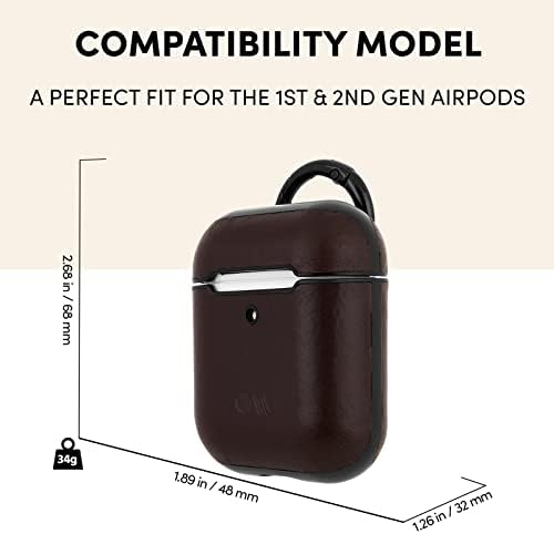 Case-Mate - Ügy Airpods 1-2 - Bőr - Kompatibilis Apple AirPods Series 1 and 2 - Fekete Bőr