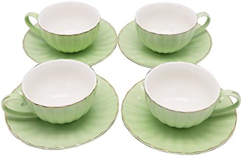 MUZITY Kerámia Kávés Bögre készlet Tea csésze csészealj (4 db) (zöld)