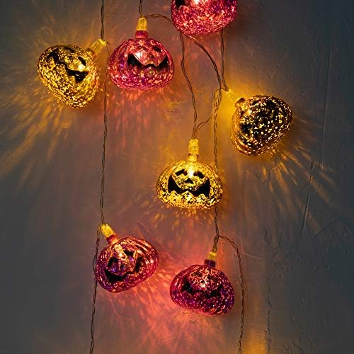 Varmax Halloween Fények String 9FT Akkumulátorok Powered Lila, Arany Sütőtök Lámpák 15 LED-es Beltéri Dekoráció