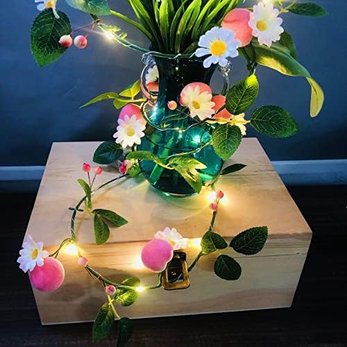 Sezrgiu Mesterséges Őszibarack Szőlő LED Coper Vezeték String Mesterséges Fények Gyümölcs, Virág a Szőlő Növény, Koszorú