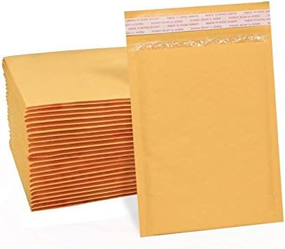 MMBM Kraft Buborék Mailer, 8.5x12 Es, 100-as Csomag, Párnázott Szállítási Boríték Leveleket, Arany Sárga, Egyéni Pecsétet,