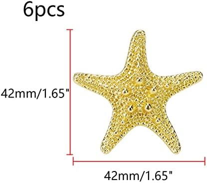 Curqia 6 Pack Arany Csillag Gombok Strand Téma Komód Kezeli a tengeri Csillag Egyetlen Lyuk Húzza meg a Csavarokat