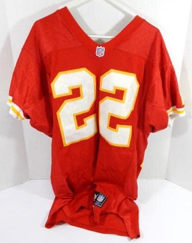 2000 Kansas City Chiefs Rashaan Shehee 22 Játék, Használt Piros Mez 40 DP32141 - Aláíratlan NFL Játék Használt Mezek