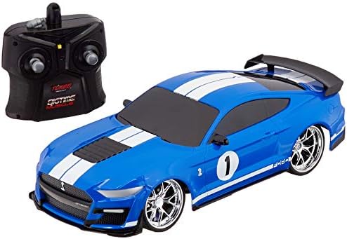 Jada Toys Nagy Izom 1:16 2020 Ford Shelby GT500 RC távirányítós Autót 2,4 GHz-es Kék/Fehér Csíkos, Játékok Gyerekeknek, Felnőtteknek