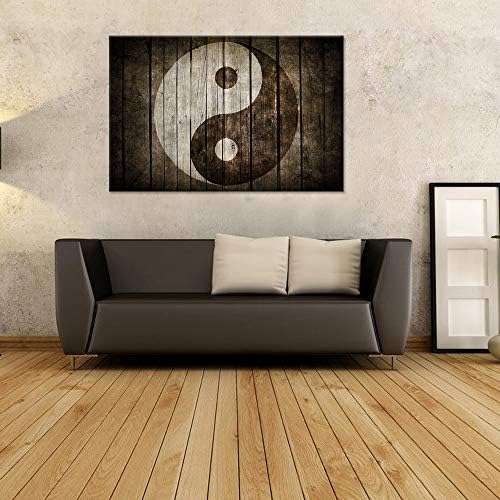 iHAPPYWALL Vintage Wall Art Vászon Fekete-Fehér Yin-Yang Szimbólum Fa Hátteréül Lelki Béke Tao Pletyka Kínai Vallás Giclee