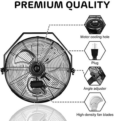 Egyszerű Deluxe 20 Hüvelyk Magas Sebesség 3 Sebesség Ipari Fali Ventilátor, Fekete