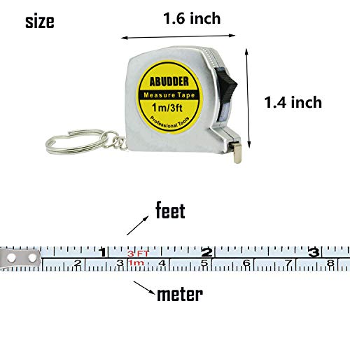 20 Csomag Mini mérőszalag Keychains , Kis Zseb mérőszalag Behúzható Metrikus mérőszalag 3 méteres