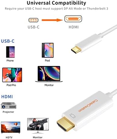 CableCreation USB-C-HDMI Kábel Home Office 4K@60Hz 3FT, C-Típusú HDMI-Thunderbolt-3 Kompatibilis a MacBook Pro, MacBook Air/iPad
