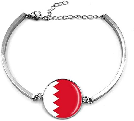 Bahrein Zászló Fonott Karkötő Fém Lánc Kristály Karkötő Ajándék,Divat, Rozsdamentes Acél Karkötő Férfi & Nő, Különleges Nap