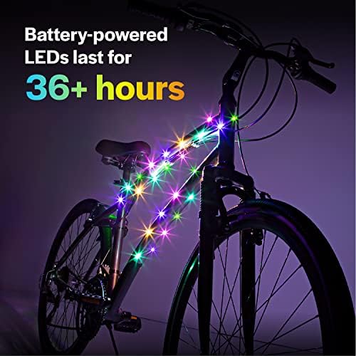 Brightz CosmicBrightz LED Kerékpár Váz Kötél Fény - 6.5-Láb Húr, Kötél - elemes Be/Ki Kapcsoló - Ultra Világos Színű Tartja
