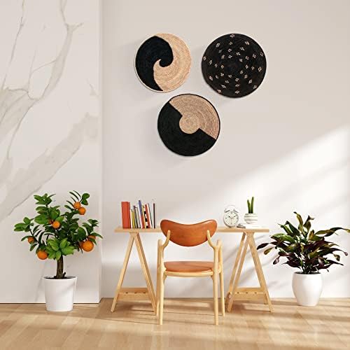ARTIZENWAY Zen szett 3 kézműves fali dekor kosarak, könnyen tegye fonott fal zen kosár, datolyapálma wall art, Bohém Kosarak