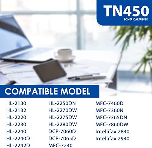 TN-450 (TN 450) Toner 2-Pack Fekete: Kompatibilis Csere Testvér TN450 TN-450 Fekete Toner Cartridge a IntelliFax-2840 2940,
