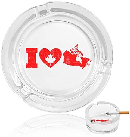 Imádom Kanada Térkép Üveg Hamutartót Cigaretta Kerek hamutartó Hordozható Ash Birtokos Esetben a Beltéri Kültéri