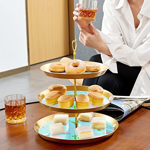 Torta Állvány Szett 3 Tier Cupcake Áll Újrafelhasználható Süteményes Tál Esküvő, Születésnap Tea Party Dekoráció, Flamingo