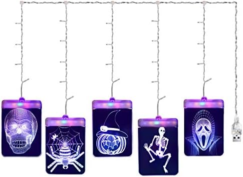 JFLYOU Halloween Fények,Halloween Dekoratív Lámpák USB LED-es Éjszakai Fény, 3D Akril Fény Dekoráció(Egy,Sárga)