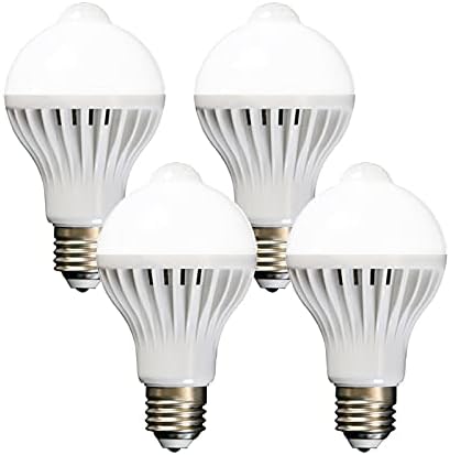 4 Csomag Intelligens Érzékelő LED Izzó, E27 12W Beltéri, mind Kültéri Biztonsági Fény, Beépített Érzékelő, 6500k Fehér Fény