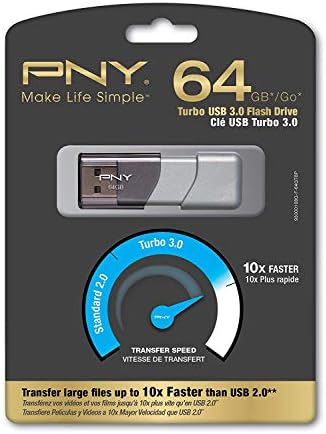 PNY 64GB USB 3.0 pendrive Elit Turbo Attasé 3 (Öt Csomag) Modell P-FD64GTBOP-GE Csomag (2) Minden, De Stromboli Zsinór