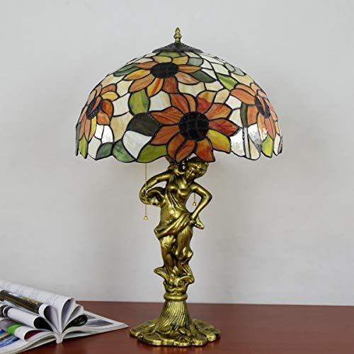 ZSBLXHHJD Tiffany asztali Lámpa Amerikai Kert, Nap, Virág, Kreatív Művészet, ólomüveg Táblázat Fény Hotel Nappali, Étkező,