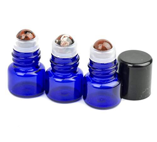 Grand Parfums 1ml Mini Kobalt Kék Üveg a Szivárvány Fluorit Drágakő Rollerballs, 3 szám