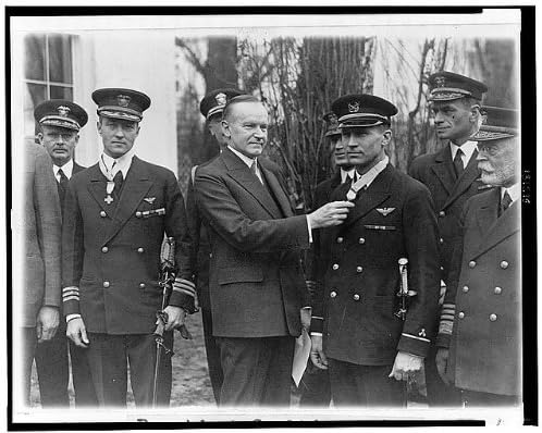 HistoricalFindings Fotó: Elnök C Coolidge,Kongresszusi Aranyérmet,Parancsnok Byrd,Gépész Bennett,1927