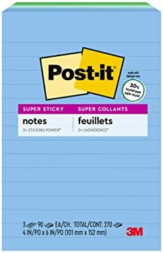 Post-it Super Sticky Újrahasznosított Megjegyzi, 4x6-ban, 3 Párna, 2x a Ragasztás Hatalom, Poptimistic, Élénk Színek, 30%