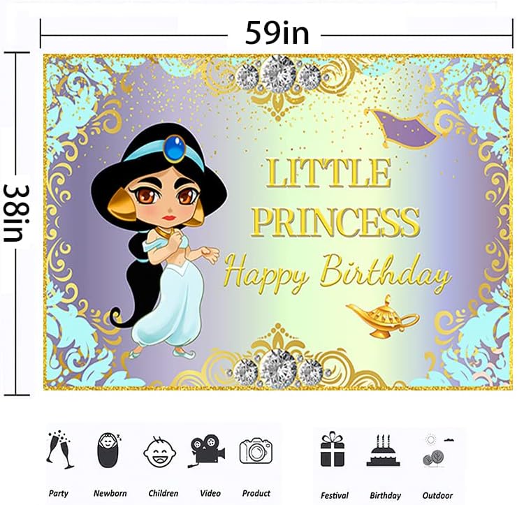 Baba Jasmine Hercegnő Hátteret Szülinapi Parti Dekoráció Aladdin Banner a babaváró Party Kellékek 5x3ft