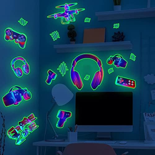 3D-s Világít A Sötétben Játék Fali Matrica Gamer Fiú Fali Matricák Videó Játék Vezérlő Fali Dekoráció Fiúk Szoba Gyerekek
