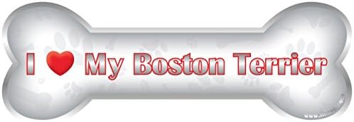 iLeesh Szeretem A Boston Terrier Csont Autó Mágnes, Fényvisszaverő Chrome