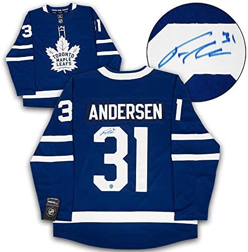 Frederik Andersen Aláírt Toronto Maple Leafs Kék Fanatikusok Jersey - Dedikált NHL-Mezek