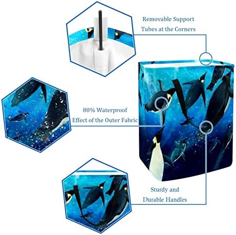 Víz alatti Óceán-Tenger Pingvin Nyomtatás Összecsukható Szennyesben, 60L Vízálló Szennyes Kosarat Mosás Bin Ruhák, Játékok