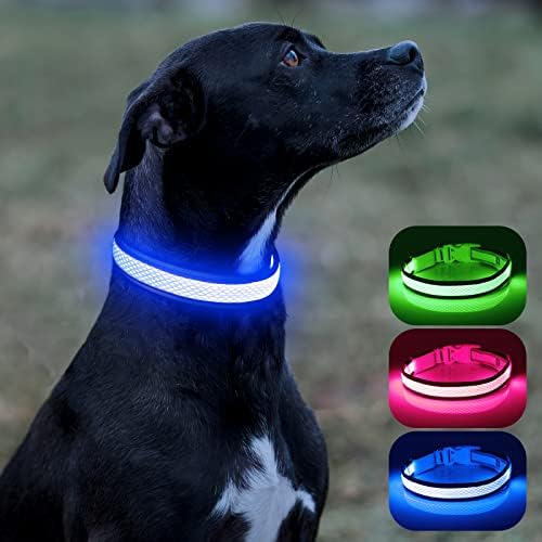 Illumifun LED-Nyakörv - Tartsa meg A Kutya Látható, Biztonságos A Sötétben a Fényvisszaverő Ragyogó Funkciók (Nagy, Kék)