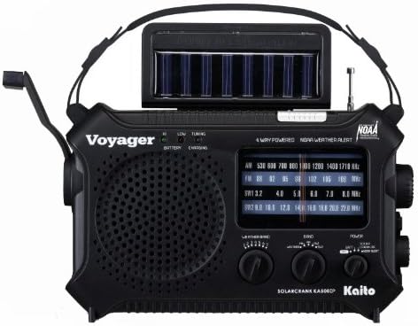 Kaito KA500IP-BLK Voyager Napenergia/a Dinamo AM/FM/SW NOAA Időjárási Rádió Éber, mobiltelefon Töltő, Fekete