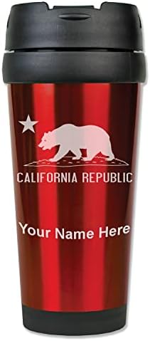 LaserGram 16oz Kávés Bögre, Kaliforniai Köztársaság Medve Zászló, Személyre szabott Gravírozás Tartalmazza (Zöld)