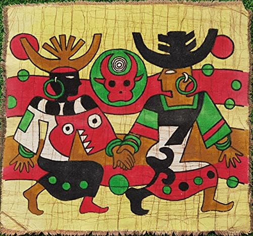 Kínai Batik Népek Törzsi Művészet Festmény 17.7 x 19.6 Falra Haza Szoba Dekoráció 535