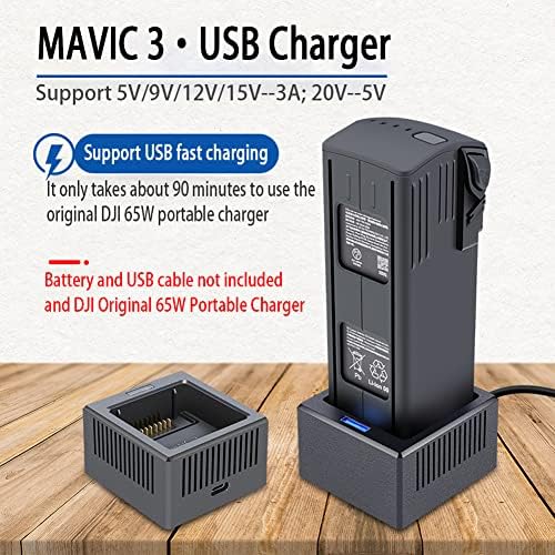 Mavic 3 Hordozható Akkumulátor Töltő,Egyetlen USB Charger Támogatja a Gyors Töltés a DJI Mavic 3 PRO Mavic 3 Cine
