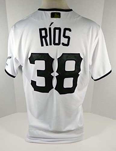 2020 Pittsburgh Pirates Yacksel Rios 38 Játék Kiadott Pos Használt Fehér Jersey Mem D - Game Használt MLB Mezek